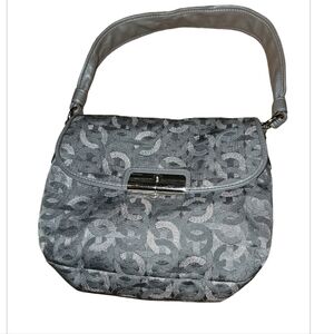 Coach handbag 8"h x 9"w clean inside and out. No call-outs grey with silver C's